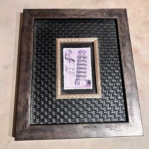 Black Woven Picture Frame with Silver Accent